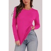WIHOLL Long Sleeve Thermal Shirt for Women Light Fleece Tops Fall 2026 Crew Neck Casual Basic T-Shirts(D-hot Pink)