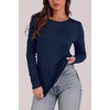 WIHOLL Long Sleeve Thermal Shirt for Women Light Fleece Tops Fall 2026 Crew Neck Casual Basic T-Shirts(D-navy Blue)