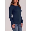 WIHOLL Long Sleeve Thermal Shirt for Women Light Fleece Tops Fall 2026 Crew Neck Casual Basic T-Shirts(D-navy Blue)