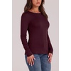 WIHOLL Long Sleeve Thermal Shirt for Women Light Fleece Tops Fall 2026 Crew Neck Casual Basic T-Shirts(D-wine)