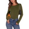 WIHOLL Long Sleeve Thermal Shirt for Women Light Fleece Tops Fall 2026 Crew Neck Casual Basic T-Shirts(E-army Green)