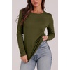WIHOLL Long Sleeve Thermal Shirt for Women Light Fleece Tops Fall 2026 Crew Neck Casual Basic T-Shirts(E-army Green)