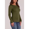 WIHOLL Long Sleeve Thermal Shirt for Women Light Fleece Tops Fall 2026 Crew Neck Casual Basic T-Shirts(E-army Green)