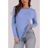 WIHOLL Long Sleeve Thermal Shirt for Women Light Fleece Tops Fall 2026 Crew Neck Casual Basic T-Shirts(E-light Blue)