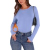 WIHOLL Long Sleeve Thermal Shirt for Women Light Fleece Tops Fall 2026 Crew Neck Casual Basic T-Shirts(E-light Blue)