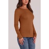 WIHOLL Long Sleeve Thermal Shirt for Women Light Fleece Tops Fall 2026 Crew Neck Casual Basic T-Shirts(F-brown)