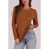 WIHOLL Long Sleeve Thermal Shirt for Women Light Fleece Tops Fall 2026 Crew Neck Casual Basic T-Shirts(F-brown)