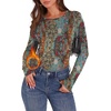 WIHOLL Long Sleeve Thermal Shirt for Women Light Fleece Tops Fall 2026 Crew Neck Casual Basic T-Shirts(Print 03)
