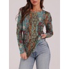 WIHOLL Long Sleeve Thermal Shirt for Women Light Fleece Tops Fall 2026 Crew Neck Casual Basic T-Shirts(Print 03)