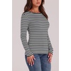 WIHOLL Long Sleeve Thermal Shirt for Women Light Fleece Tops Fall 2026 Crew Neck Casual Basic T-Shirts(Stripe Black)