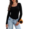 WIHOLL Long Sleeve Thermal Shirts for Women Fall Tops(A-black)