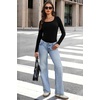 WIHOLL Long Sleeve Thermal Shirts for Women Fall Tops(A-black)