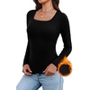 WIHOLL Long Sleeve Thermal Shirts for Women Fall Tops(A-black)