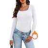 WIHOLL Long Sleeve Thermal Shirts for Women Fall Tops(A-white)