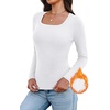 WIHOLL Long Sleeve Thermal Shirts for Women Fall Tops(A-white)