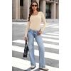 WIHOLL Long Sleeve Thermal Shirts for Women Fall Tops(Beige)