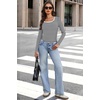 WIHOLL Long Sleeve Thermal Shirts for Women Fall Tops(Black Striped)