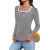 WIHOLL Long Sleeve Thermal Shirts for Women Fall Tops(Black Striped)