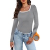 WIHOLL Long Sleeve Thermal Shirts for Women Fall Tops(Black Striped)