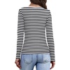 WIHOLL Long Sleeve Thermal Shirts for Women Fall Tops(Black Striped)