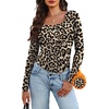 WIHOLL Long Sleeve Thermal Shirts for Women Fall Tops(B-leopard)