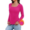 WIHOLL Long Sleeve Thermal Shirts for Women Fall Tops(Hot Pink)