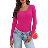 WIHOLL Long Sleeve Thermal Shirts for Women Fall Tops(Hot Pink)