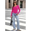 WIHOLL Long Sleeve Thermal Shirts for Women Fall Tops(Hot Pink)
