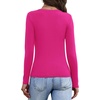 WIHOLL Long Sleeve Thermal Shirts for Women Fall Tops(Hot Pink)
