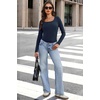 WIHOLL Long Sleeve Thermal Shirts for Women Fall Tops(Navy Blue)