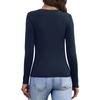 WIHOLL Long Sleeve Thermal Shirts for Women Fall Tops(Navy Blue)