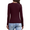 WIHOLL Long Sleeve Thermal Shirts for Women Fall Tops(Wine)