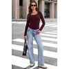 WIHOLL Long Sleeve Thermal Shirts for Women Fall Tops(Wine)