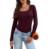 WIHOLL Long Sleeve Thermal Shirts for Women Fall Tops(Wine)