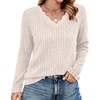 WIHOLL Long Sleeve Womens Shirts Lightweight Fall Tunic Top V Neck Sweaters(01-apricot)