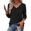 WIHOLL Long Sleeve Womens Shirts Lightweight Fall Tunic Top V Neck Sweaters(02-black)