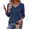 WIHOLL Long Sleeve Womens Shirts Lightweight Fall Tunic Top V Neck Sweaters(02-blue)