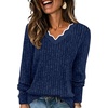 WIHOLL Long Sleeve Womens Shirts Lightweight Fall Tunic Top V Neck Sweaters(02-blue)