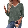 WIHOLL Long Sleeve Womens Shirts Lightweight Fall Tunic Top V Neck Sweaters(02-green)