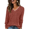 WIHOLL Long Sleeve Womens Shirts Lightweight Fall Tunic Top V Neck Sweaters(03-caramel)