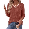 WIHOLL Long Sleeve Womens Shirts Lightweight Fall Tunic Top V Neck Sweaters(03-caramel)