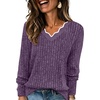 WIHOLL Long Sleeve Womens Shirts Lightweight Fall Tunic Top V Neck Sweaters(04-purple)