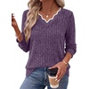 WIHOLL Long Sleeve Womens Shirts Lightweight Fall Tunic Top V Neck Sweaters(04-purple)