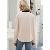 WIHOLL V Neck Business Casual Tops Fall Blouses Trendy Long Sleeve Shirts(Apricot With Black)