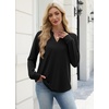 WIHOLL V Neck Business Casual Tops Fall Blouses Trendy Long Sleeve Shirts(Black)