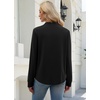 WIHOLL V Neck Business Casual Tops Fall Blouses Trendy Long Sleeve Shirts(Black)