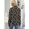 WIHOLL V Neck Business Casual Tops Fall Blouses Trendy Long Sleeve Shirts(Black Gold Lines)