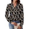 WIHOLL V Neck Business Casual Tops Fall Blouses Trendy Long Sleeve Shirts(Black Gold Lines)