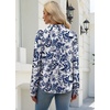 WIHOLL V Neck Business Casual Tops Fall Blouses Trendy Long Sleeve Shirts(Boho Blue Floral Print)