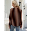 WIHOLL V Neck Business Casual Tops Fall Blouses Trendy Long Sleeve Shirts(Brown Black Stripe)